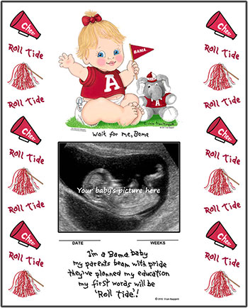 Alabama Wait for Me Baby Cheerleader Sonogram Art Print