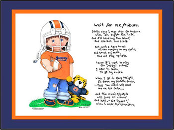 Auburn Wait for Me Football Player Matted Print