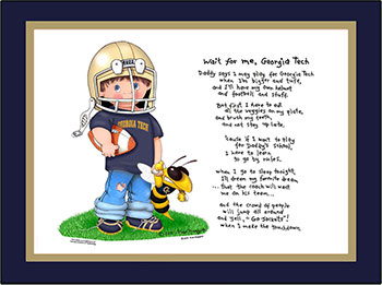 Georgia Tech Wait for Me Football Player Matted Print