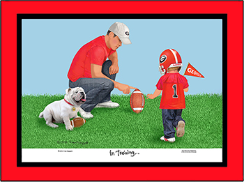 Georgia In Training My First Kick toddler boy with dad and baby Uga matted print