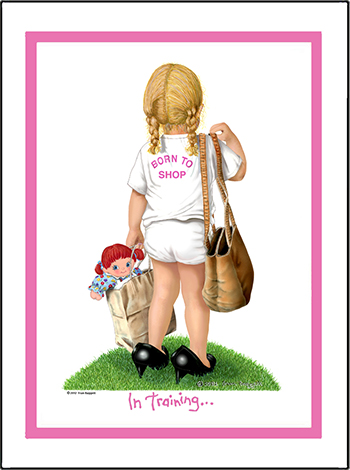 Born to Shop In Training little girl matted art print smaller size